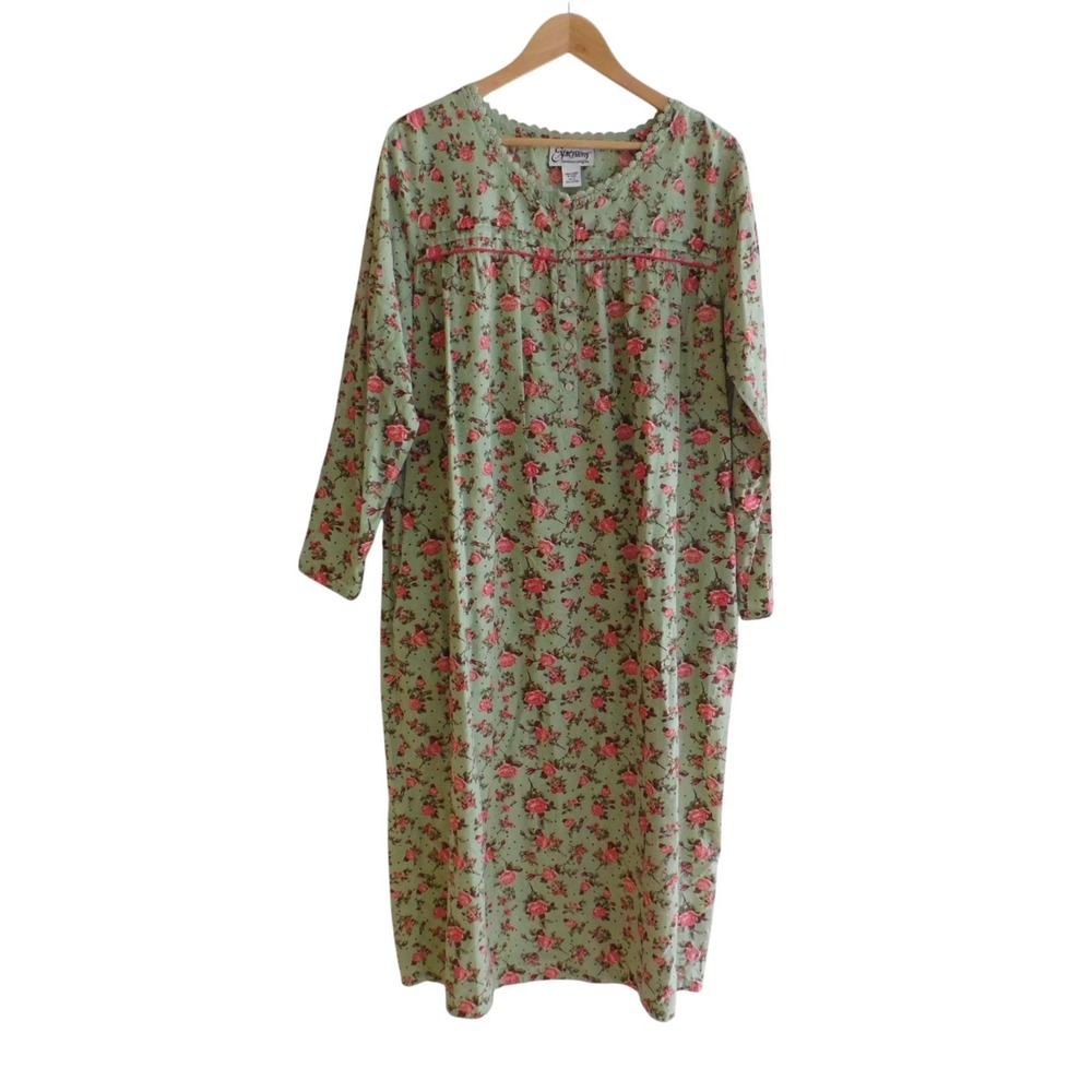 Expressions Womens Nightgown Cotton Crochet Cottagecore Grandmaore Rose Floral L